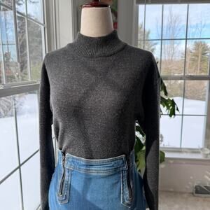 Vintage 80s SK & Company Charcoal Grey Mockneck Sweater